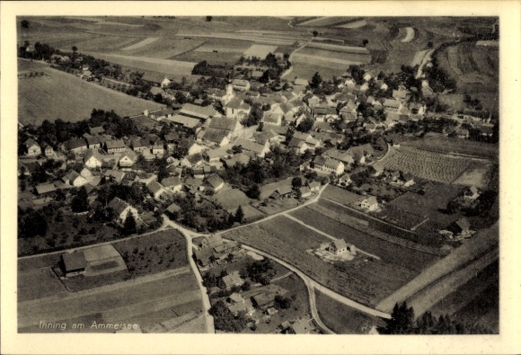 Postcard Inning am Ammersee Upper Bavaria, aerial photograph