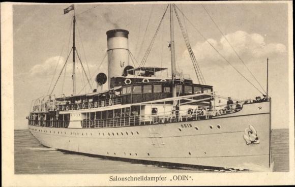Postcard steamer Odin, Braeunlich Stettin shipping company, salon express steamer
