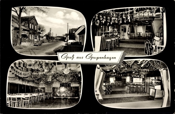 PC Grupenhagen Aerzen in the Weserbergland, Inn Stiller, street section, decorated hall, bar
