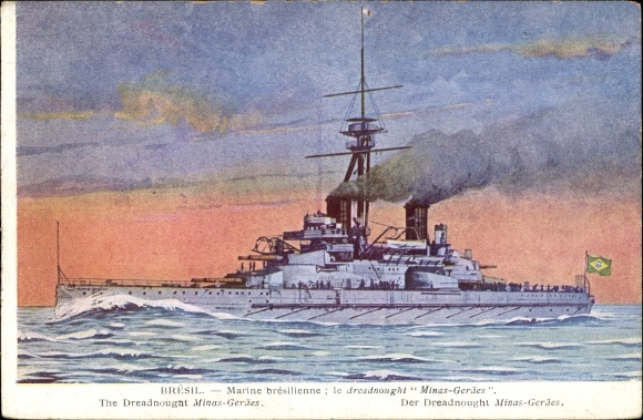 Ak Brasilianisches Kriegsschiff, Marine brésillienne, Dreadnought Minas Geraes