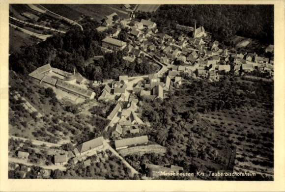 Ak Messelhausen Lauda Königshofen in Tauberfranken, luchtfoto