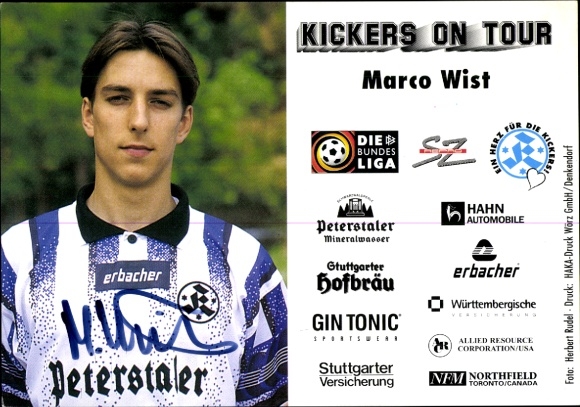 Karta autografu piłkarza Marco Wista, SV Stuttgarter Kickers, autograf