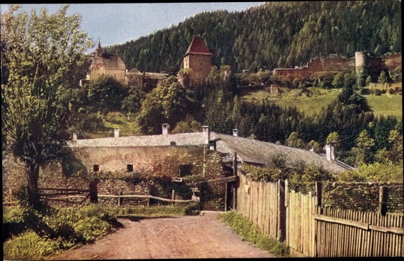 Postcard Friesach in Carinthia, ruin Petersberg