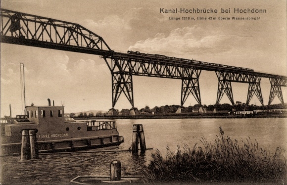 Ak Hochdonn in Dithmarschen, Kanal-Hochbrücke, Fähre Hochdonn