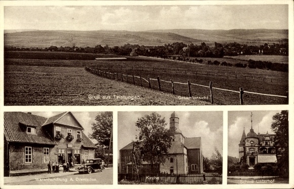 KP Teistungen w Eichsfeld Turyngia, panorama, kościół, zamek Unterhof, sklep A. Dornleden