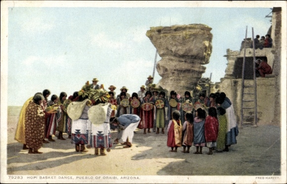 Ak Arizona USA, Photochromie Detroit Publishing Company, Hopi Indianer, Oraibi Pueblo