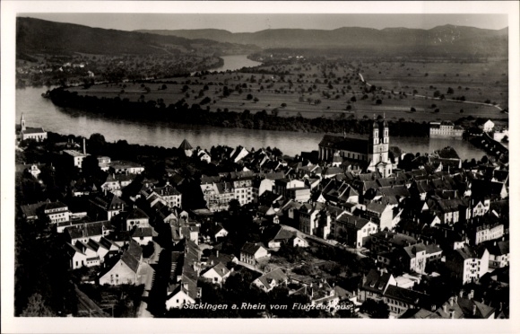 Postcard Bad Säckingen on the High Rhine, aerial photograph