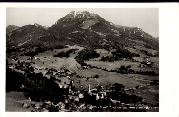 Ak Eibach Dillenburg in Hessen, Landschaftsaufnahme, Breitenstein im Hintergrund, Flugzeugperspek