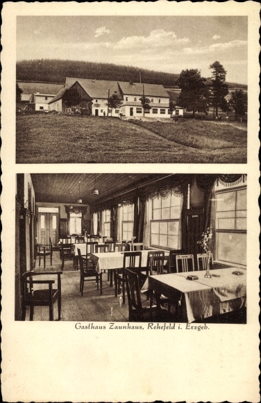 Postcard Rehefeld Zaunhaus Altenberg in the Ore Mountains, Inn Zaunhaus, interior view