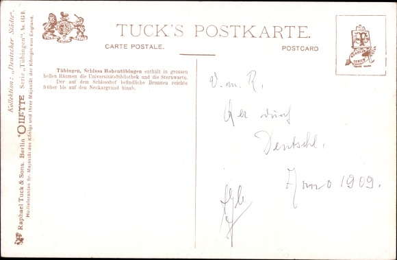 Artist PC Flower, Charles E., Tübingen am Neckar, courtyard, fountain, Tuck
