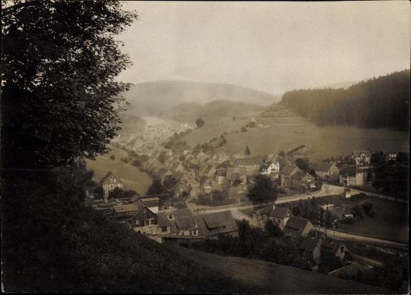 Foto Bad Grund im Harz, Blick auf den Ort mit Umgebung, um 1920