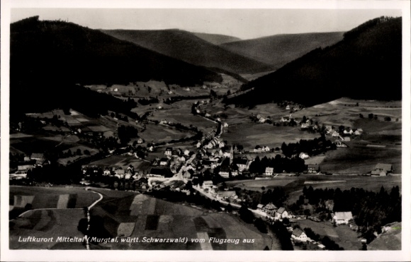 Postcard Mitteltal Baiersbronn in the Black Forest, aerial photograph
