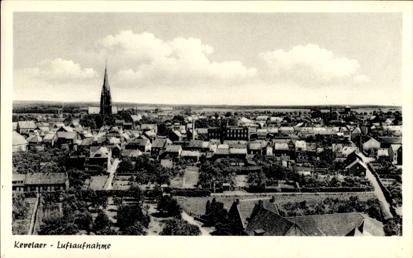 Postcard Kevelaer on the Lower Rhine, aerial photograph, city view, church, rural surroundings, architecture