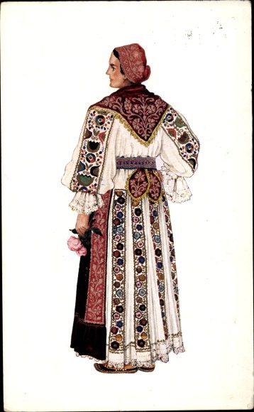 Artist Postcard Kirin, Vlaimir, Croatian folk costumes, Slavonia, Vinkovci
