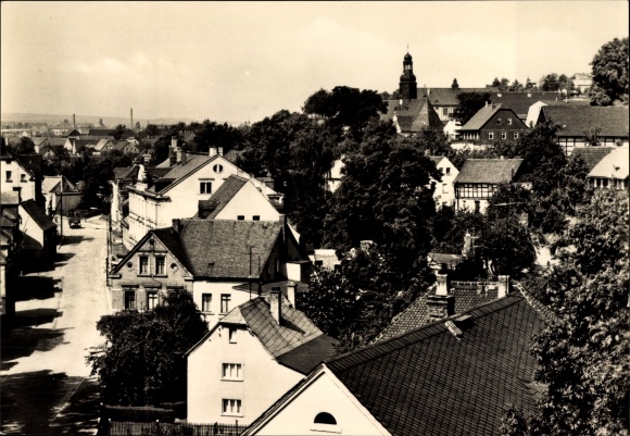 Postcard Steinpleis Werdau on the Pleiße in Saxony, partial view, church tower
