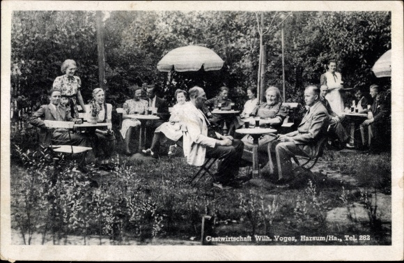 Postcard Harsum in Lower Saxony, inn, garden party