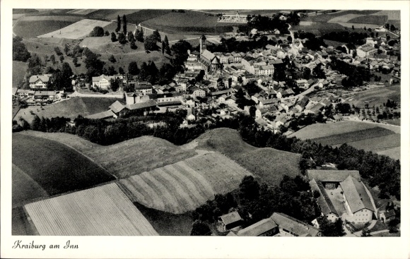 Postcard Kraiburg am Inn Upper Bavaria, aerial photo
