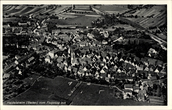 Postcard Heidelsheim Bruchsal in Kraichgau, Heidelsheim (Baden), aerial photograph,