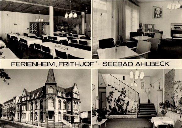 Postcard Ostseebad Ahlbeck Heringsdorf on Usedom, holiday home Frithjof, dining room, club room, vestibule