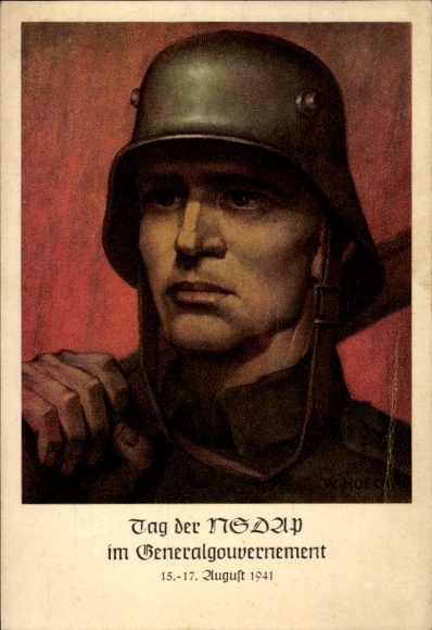 Artist Postcard Hoeck, W., Krakow, Day of the NSDAP in the General Government 1941, Wehrmacht soldier