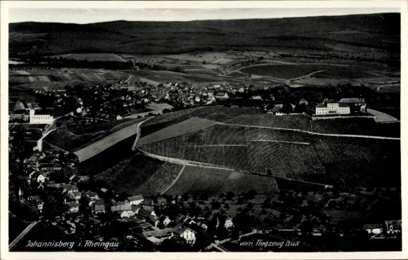 Postcard Johannisberg Geisenheim am Rhein Hesse, aerial photograph