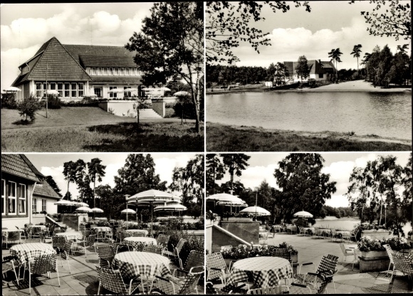 Postcard Stuckenborstel Sottrum in Lower Saxony, Autobahn Rathaus Grundbergsee, terrace