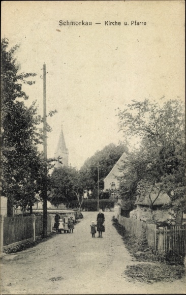 Postcard Schmorkau Neukirch Saxony, church and parish