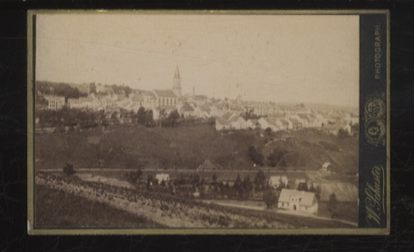 CdV Photo Johanngeorgenstadt in the Ore Mountains Saxony, overall panorama, church