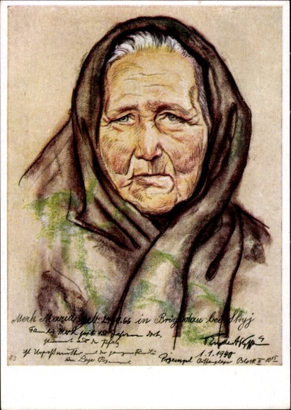 Künstler Ak Engelhardt, Otto, Vom großen Treck, Bäuerin Maria Merk, 1940