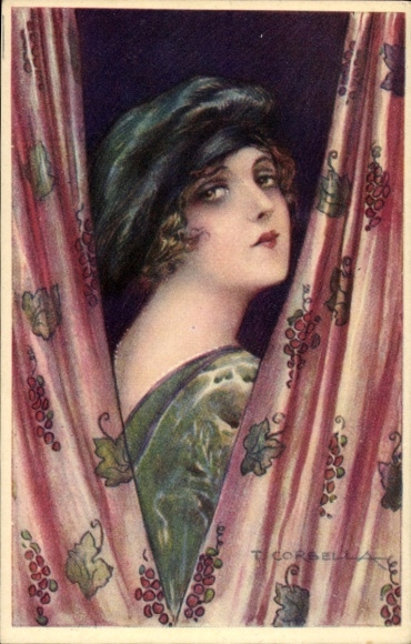 Artist Postcard Corbella, T., portrait of a Woman