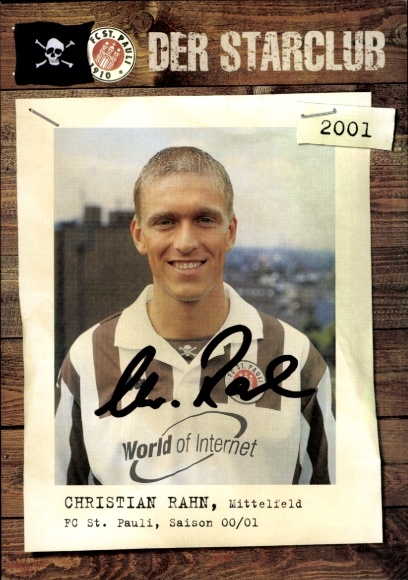 Autogrammkarte Fußballer Christian Rahn, FC St. Pauli, Autogramm