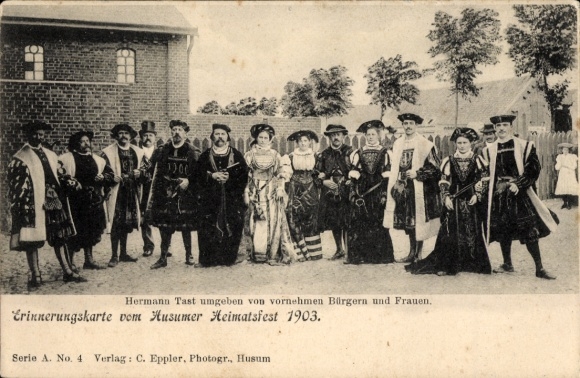 Ak Husum in Nordfriesland, 300 jähriges Stadtjubiläum und Heimatsfest 1903, Hermann Tast und Bürger