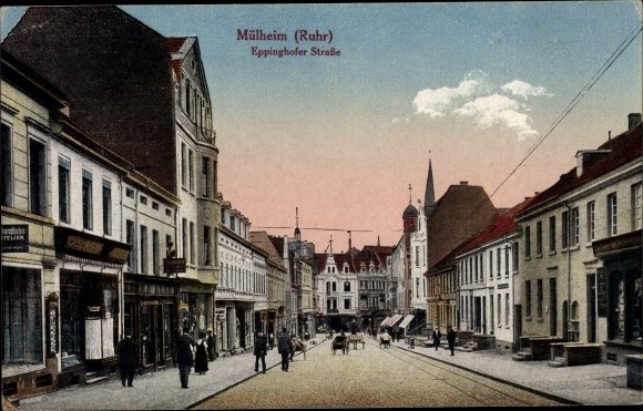 Postcard Mülheim an der Ruhr in North Rhine-Westphalia, Eppinghofer Strasse, shops, passers-by