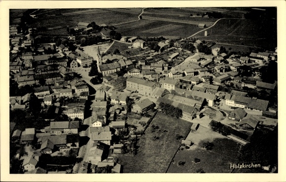 Postcard Holzkirchen in Upper Bavaria, aerial view of numerous houses, streets