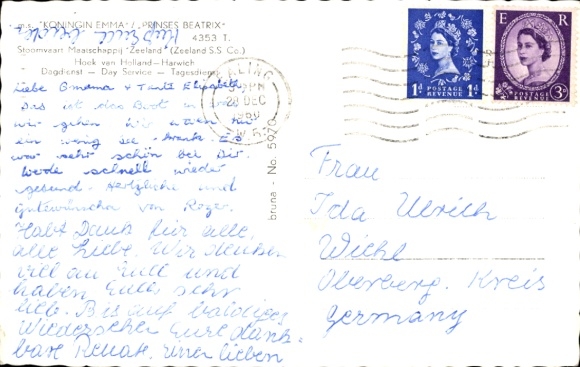 Postcard passenger ship, MS Koningin Emma, Princess Beatrix