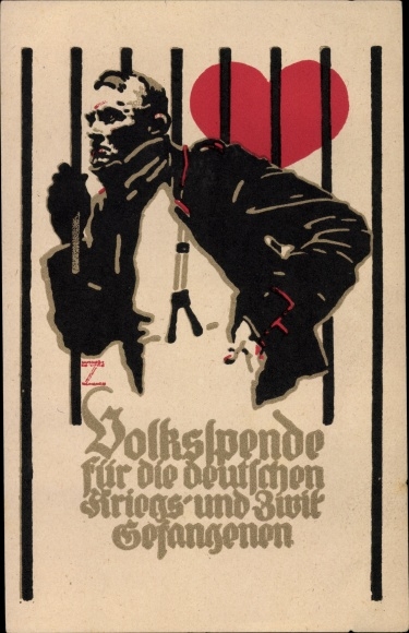 Artist PC people&#39;s donation for the German prisoners of war and civilian prisoners 1916, I. WW
