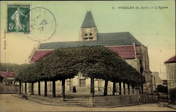 Ak Presles Val d'Oise, L'Eglise
