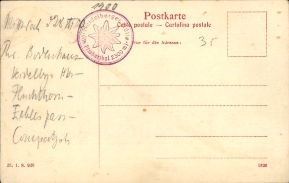 Postcard Vorarlberg, Fluchthorn from the path Heidelberger Hütte Fimberpass
