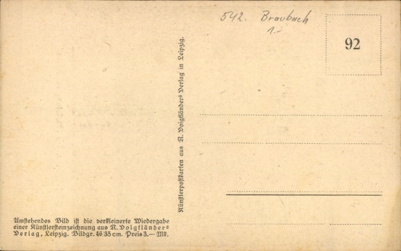 Artist Postcard Schulze, HR, Braubach Rhein, view of the Marksburg, tower
