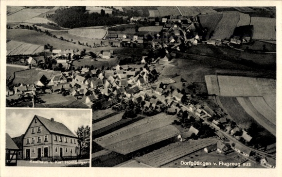 KP Dorfgütingen Feuchtwangen w środkowej Frankonii, zdjęcie lotnicze, dom towarowy Karl Hörnberger