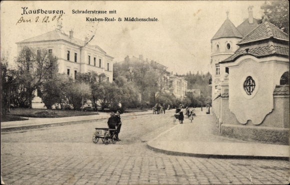 KP Kaufbeuren on the Wertach w Szwabii, Schraderstrasse, gimnazjum dla chłopców, szkoła dla dziewcząt