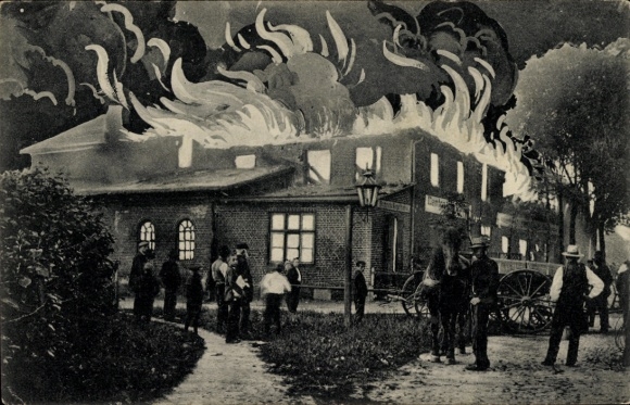 Ak Kaltenkirchen in Holstein, Brand des Zentralgasthof am 12. Juli 1909