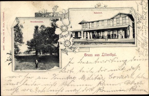 Ak Lilienthal Niedersachsen, Bahnhof, Gleisseite, Storchennest