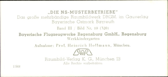 Stereo spatial image photo &quot;The NS model companies&quot; III 10, No. 320, Bayerische Flugzeugwerke Regensburg