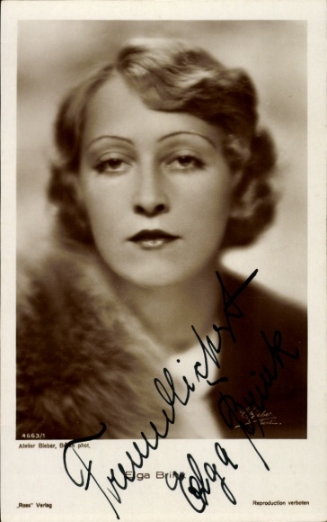 Ak Schauspielerin Elga Brink, Portrait, Autogramm