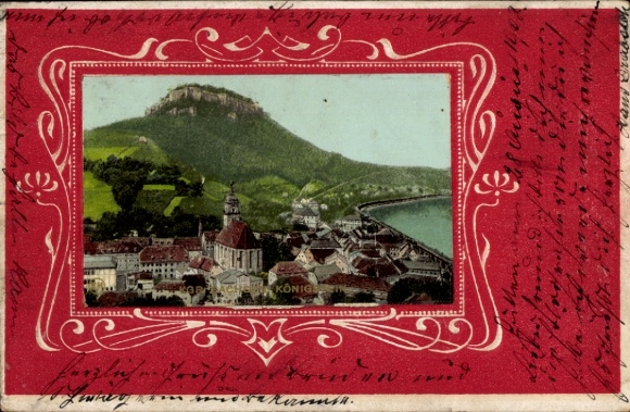 Präge Passepartout Ak Königstein an der Elbe Sächsische Schweiz, Gesamtansicht