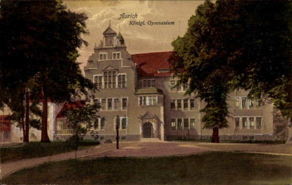 Postcard Aurich in East Frisia, Royal Gymnasium