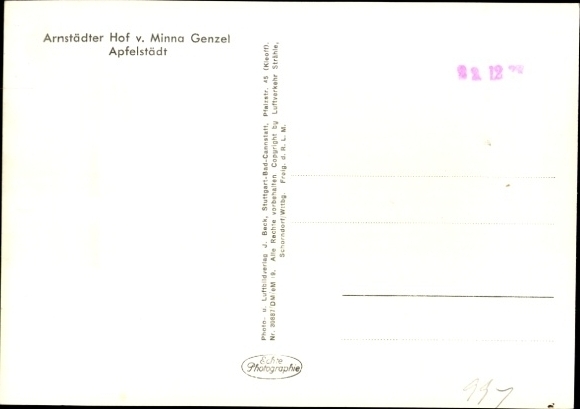 Postcard Apfelstädt in Thuringia, aerial photograph, Arnstädter Hof