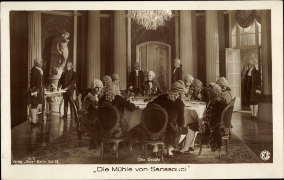 Ak Filmszene Die Mühle von Sanssouci, Schauspieler Otto Gebühr, Friedrich der Große