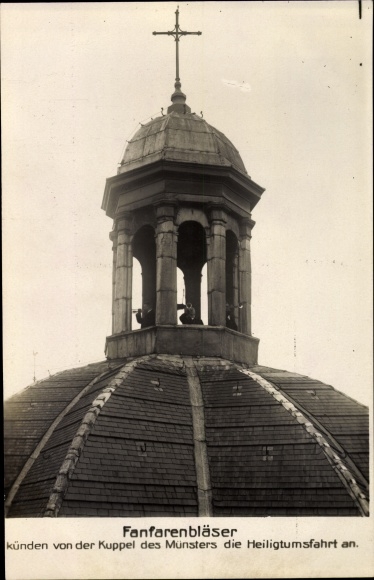 Postcard Aachen in North Rhine-Westphalia, fanfare players, dome of the Minster, anniversary year 1925